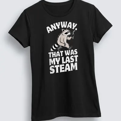 Funny vintage raccoon t-shirt featuring humorous text and playful design — printed on a women's shirt