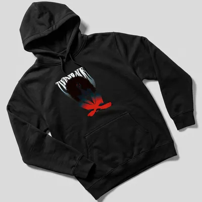 Digital illustration of a woman with red eyes, featuring bold colors — printed on a unisex hoodie