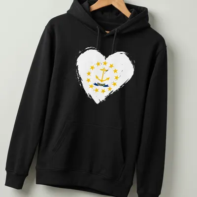 Graphic of an anchor with stars and the word 'HOPE' in yellow, blue, and white. — printed on a unisex hoodie