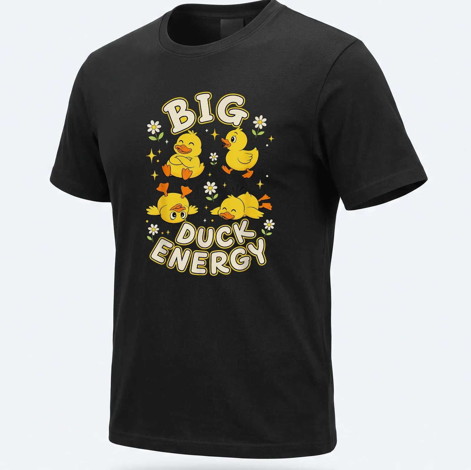 Kawaii cartoon design of rubber duckies with the text Big Duck Energy — printed on a unisex t-shirt