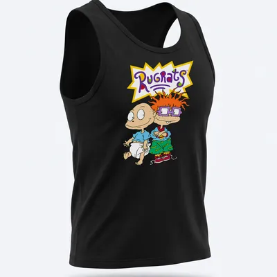 Cartoon print of Rugrats characters Tommy and Chuckie in bright colors — printed on a tank top