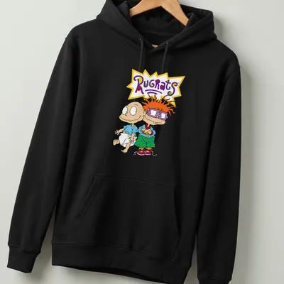 Cartoon print of Rugrats characters Tommy and Chuckie in bright colors — printed on a unisex hoodie