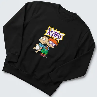 Cartoon print of Rugrats characters Tommy and Chuckie in bright colors — printed on a unisex sweatshirt
