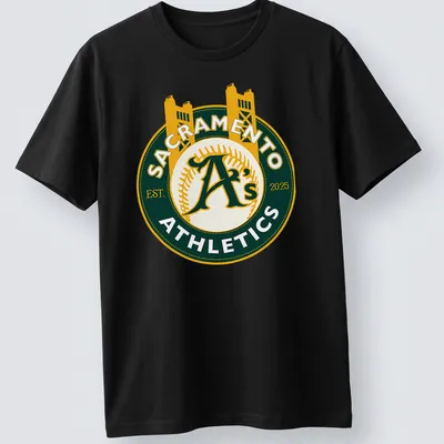 Vintage circular Sacramento A's logo with established year 2025 in green and yellow