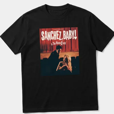 Vintage styled Sanchez, Baby! T-shirt with playful text and heart design