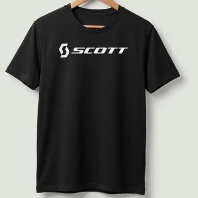 Minimalist Scott Bike Logo T-shirt in white typography