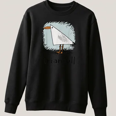 Kawaii illustration of a seagull with the pun 'triangull' in light colors — printed on a unisex sweatshirt