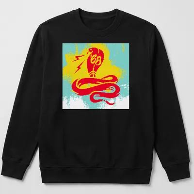 Bold graphic print of a snake and lightning with '68' text in vibrant colors — printed on a unisex sweatshirt