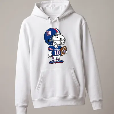 Cartoon Snoopy with 'Giants 10' printed in blue, red, and white colors — printed on a unisex hoodie