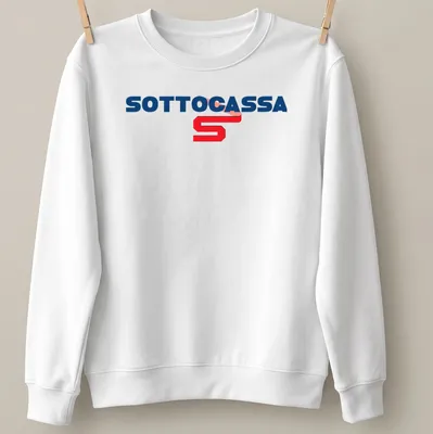 Bold typographic Sottocassa print on a heavy machinery-themed — printed on a unisex sweatshirt