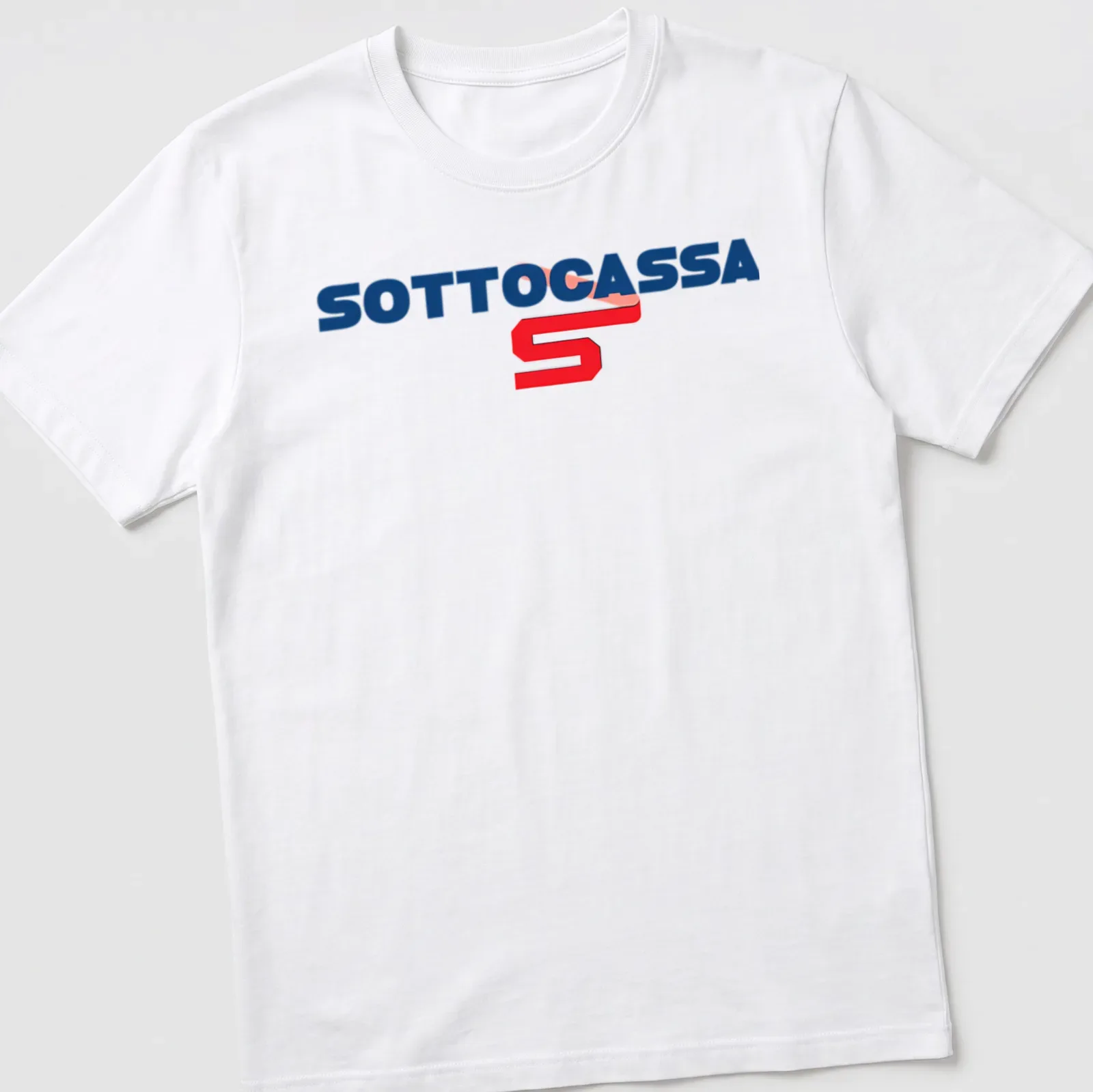 Bold typographic Sottocassa print on a heavy machinery-themed — printed on a unisex t-shirt