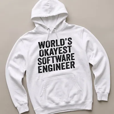 Distressed t-shirt featuring the text World's Okayest Software Engineer — printed on a unisex hoodie