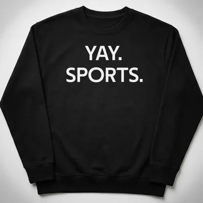 Playful sports-themed t-shirt with 'Yay Sports' text and various sports graphics. — printed on a unisex sweatshirt