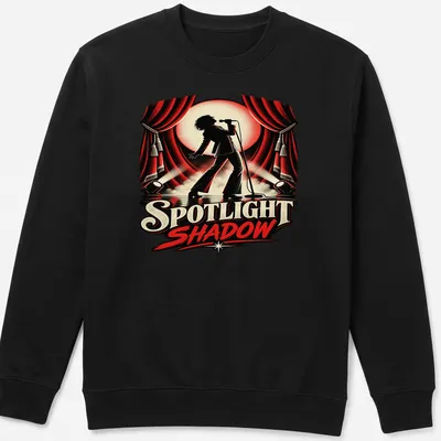 Vintage concert poster t-shirt featuring a singer in spotlight with bold text — printed on a unisex sweatshirt