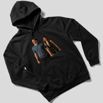 Modern t-shirt featuring a stylish couple with the text 'One Night Only' — printed on a unisex hoodie