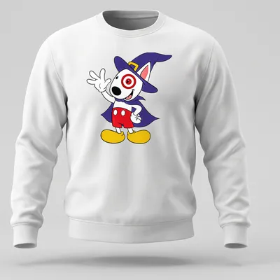 Cartoon Target Team Member character in a wizard cape with colorful print — printed on a unisex sweatshirt
