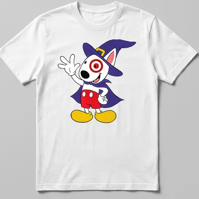 Cartoon Target Team Member character in a wizard cape with colorful print