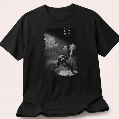 Black and white grunge T-shirt featuring The Clash in a punk rock style