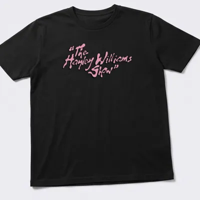 Playful script t-shirt featuring The Hayley Williams Show text in pink and white