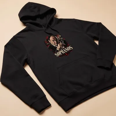 Vintage art print featuring Tony Soprano with text from The Sopranos. — printed on a unisex hoodie