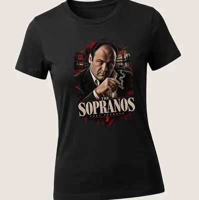 Vintage art print featuring Tony Soprano with text from The Sopranos. — printed on a women's shirt