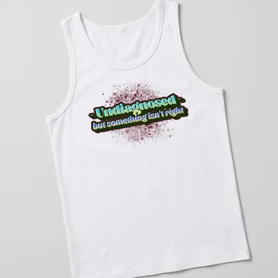 Colorful text design on Undiagnosed shirt with playful typography — printed on a tank top