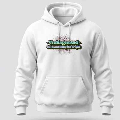 Colorful text design on Undiagnosed shirt with playful typography — printed on a unisex hoodie
