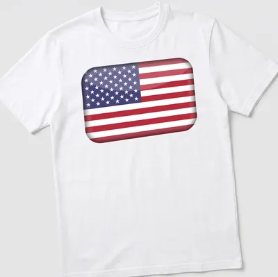3D glossy print of the United States flag in red, white, and blue