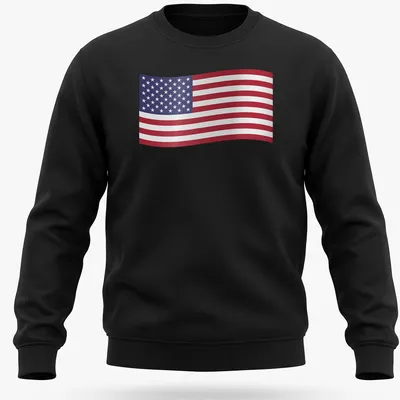 Graphic of the United States flag in red, white, and blue colors. — printed on a unisex sweatshirt