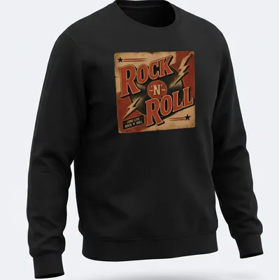Vintage retro t-shirt with a vinyl record and the text Long Live Rock 'N' Roll — printed on a unisex sweatshirt