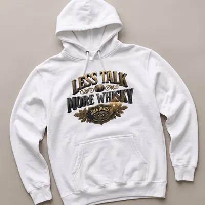 Vintage whiskey barrel t-shirt with bold lettering and graphic design — printed on a unisex hoodie