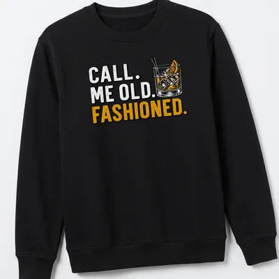 Vintage Old Fashioned t-shirt with whimsical cocktail illustration and text. — printed on a unisex sweatshirt