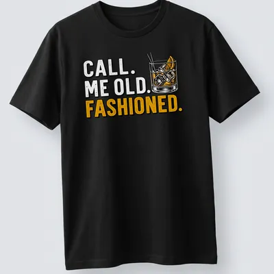 Vintage Old Fashioned t-shirt with whimsical cocktail illustration and text.
