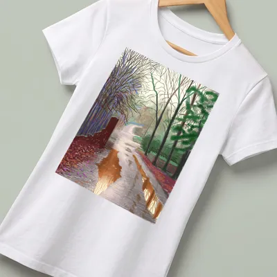 Vibrant impressionistic landscape of Woldgate East Yorkshire depicting spring — printed on a women's shirt