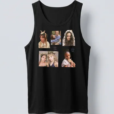 Collage of Yellowjackets characters in vibrant colors on a — printed on a tank top
