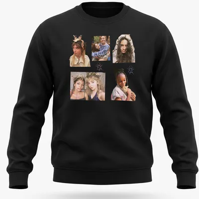 Collage of Yellowjackets characters in vibrant colors on a — printed on a unisex sweatshirt
