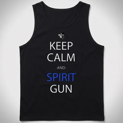 Anime-style shirt featuring Yusuke with the phrase Keep Calm and Spirit Gun. — printed on a tank top
