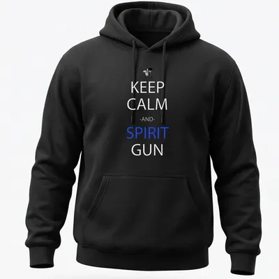 Anime-style shirt featuring Yusuke with the phrase Keep Calm and Spirit Gun. — printed on a unisex hoodie