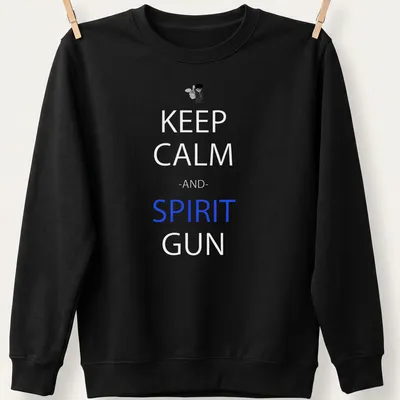 Anime-style shirt featuring Yusuke with the phrase Keep Calm and Spirit Gun. — printed on a unisex sweatshirt