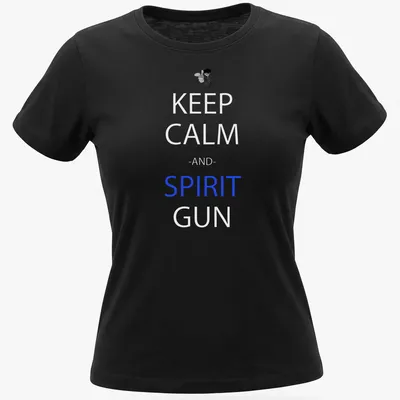 Anime-style shirt featuring Yusuke with the phrase Keep Calm and Spirit Gun. — printed on a women's shirt