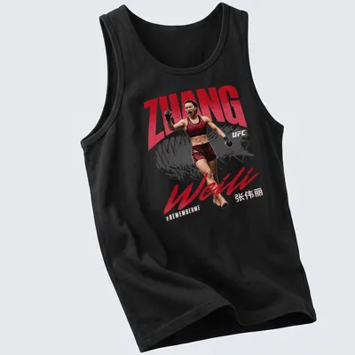 Grunge-style t-shirt featuring Zhang Weili #REMEMBERME in bold letters — printed on a tank top