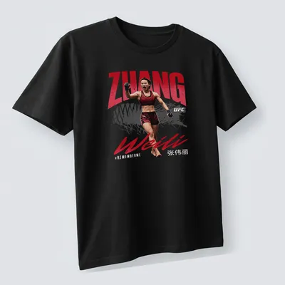 Grunge-style t-shirt featuring Zhang Weili #REMEMBERME in bold letters — printed on a unisex t-shirt (angled view)