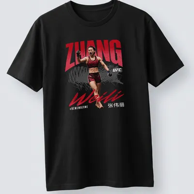 Grunge-style t-shirt featuring Zhang Weili #REMEMBERME in bold letters